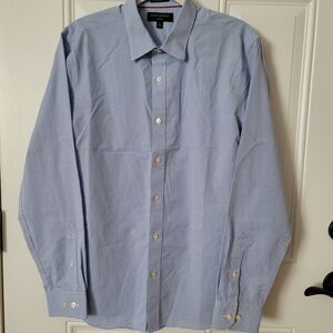 Banana Republic Men's Blue Plaid Button Down Shirt Sz 16-16 1/2 34-35" Long Slv